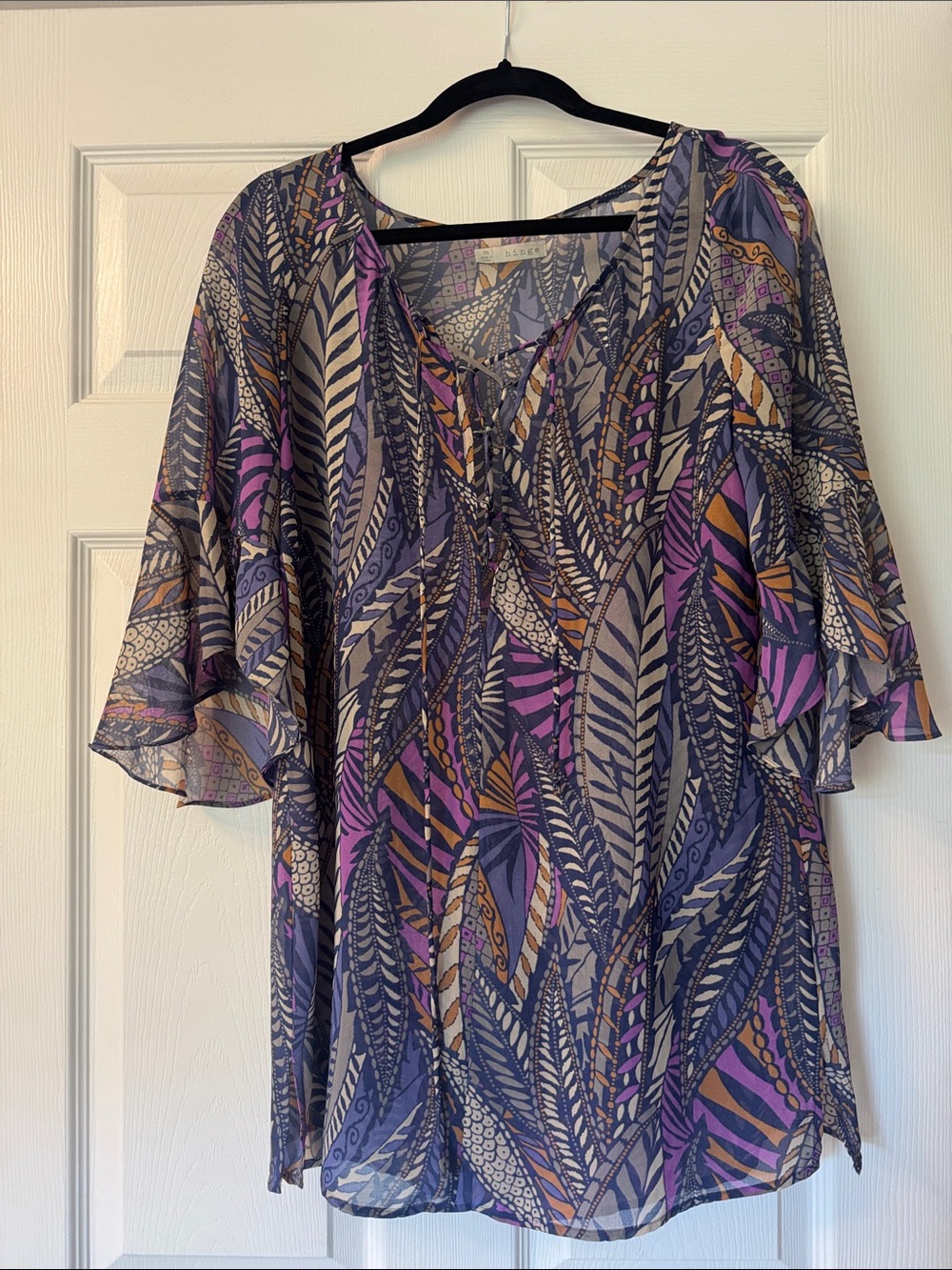 Printed Purple & Blue Women’s Flutter Cover Up